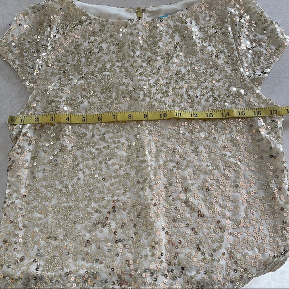 Alice + Olivia Gold Sequin Silk Blouse Medium - Picture 8 of 8